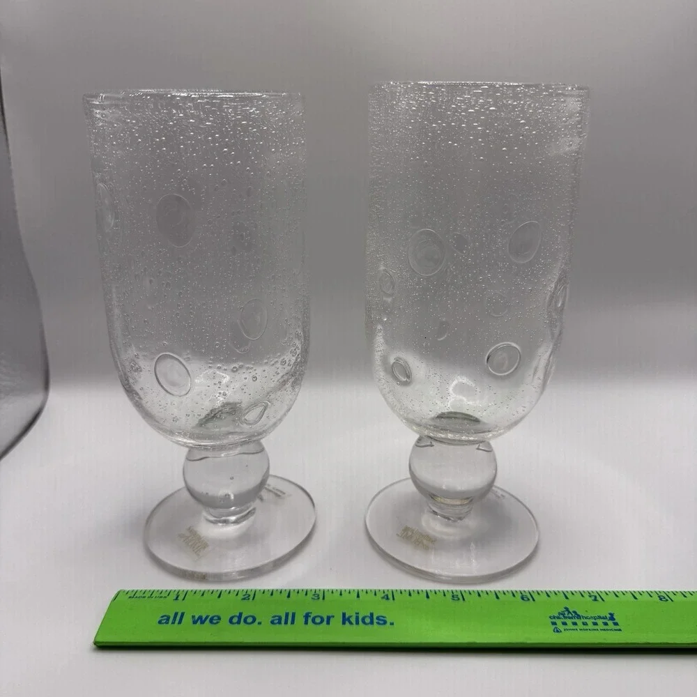 Southern Living Bella Luna Water Goblets/Glasses Bubble Glass 7.25